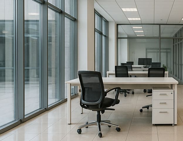 Результат после генеральной уборки офисного помещения. Чистые поверхности, блестящие полы. Профессиональная уборка CleanLite.